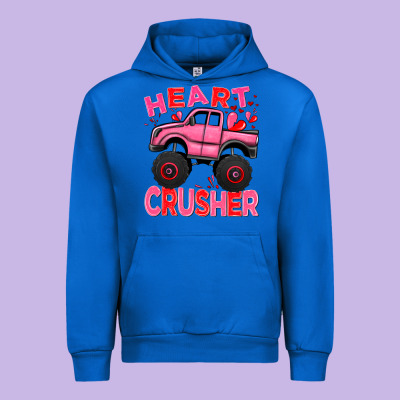 Heart Crusher Pink Monster Truck Valentine's Day Urban Hoodie Designed By Howdyjamesfarm