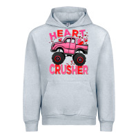 Heather Grey Heart crusher pink monster truck Valentine's Day Urban Hoodie - HowdyJamesFarm