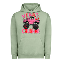Pigment Oil Green Heart crusher pink monster truck Valentine's Day Urban Hoodie - HowdyJamesFarm