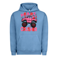 Pigment Pebble Blue Heart crusher pink monster truck Valentine's Day Urban Hoodie - HowdyJamesFarm
