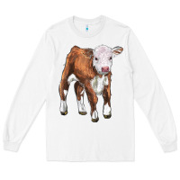 White hereford calf Long Sleeve Tee - LillyAllenDesigns
