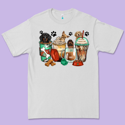 Dog Coffee Cups Premium Tee Designed By Zillion Design Studio