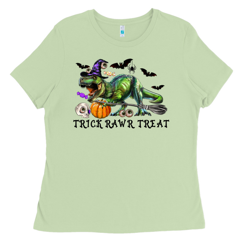 T-rex Trick Rawr Treat Ladies Tee by RanaPortraitStore | Teevron