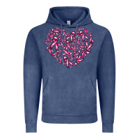 Vintage Denim breast cancer ribbon heart Vintage Hoodie - AdoDesignShop
