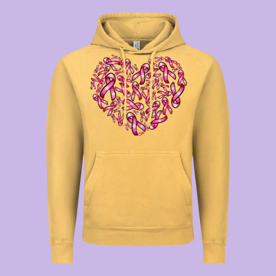 Breast Cancer Ribbon Heart Vintage Hoodie Designed By Adodesignshop