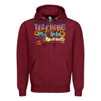 Burgundy teaching my tribe Zipper Hoodie - NancyCooperArtShop