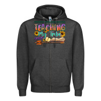 Charcoal Heather teaching my tribe Zipper Hoodie - NancyCooperArtShop