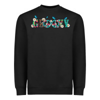 Black groovy with peace  sign flowers Heavyweight Sweatshirt - Artiststas