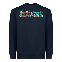 Navy groovy with peace  sign flowers Heavyweight Sweatshirt - Artiststas