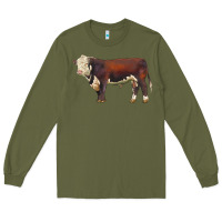 Army Green hereford bull Long Sleeve Tee - LillyAllenDesigns