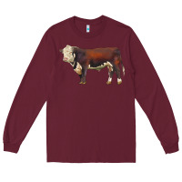Burgundy hereford bull Long Sleeve Tee - LillyAllenDesigns