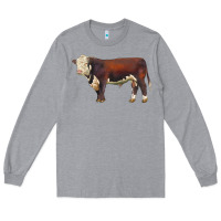 Heather Grey hereford bull Long Sleeve Tee - LillyAllenDesigns