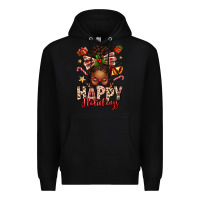 Black happy holidays christmas afro messy bun Premium Hoodie - texasbilliewilder