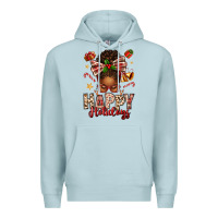 Blue Mist happy holidays christmas afro messy bun Premium Hoodie - texasbilliewilder