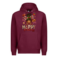 Burgundy happy holidays christmas afro messy bun Premium Hoodie - texasbilliewilder