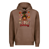 Chestnut happy holidays christmas afro messy bun Premium Hoodie - texasbilliewilder