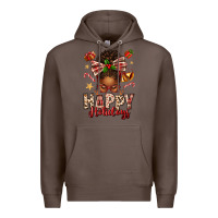 Coffee happy holidays christmas afro messy bun Premium Hoodie - texasbilliewilder