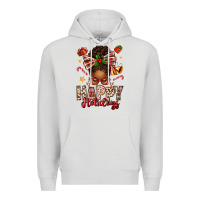 Dove Grey happy holidays christmas afro messy bun Premium Hoodie - texasbilliewilder