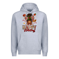 Heather Grey happy holidays christmas afro messy bun Premium Hoodie - texasbilliewilder