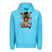 Ocean Blue happy holidays christmas afro messy bun Premium Hoodie - texasbilliewilder