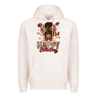 Happy Holidays Christmas Afro Messy Bun Premium Hoodie | Teevron