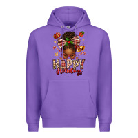 Purple happy holidays christmas afro messy bun Premium Hoodie - texasbilliewilder