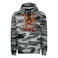 Slate Camo happy holidays christmas afro messy bun Premium Hoodie - texasbilliewilder