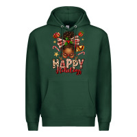 Sports Green happy holidays christmas afro messy bun Premium Hoodie - texasbilliewilder