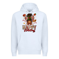 White happy holidays christmas afro messy bun Premium Hoodie - texasbilliewilder