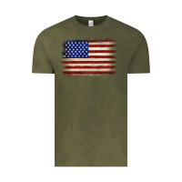 Vintage Olive American flag Vintage Tee - JahusDesignShop