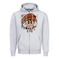 Heather Grey basketball game day Zipper Hoodie - MaliasSmallBusiness