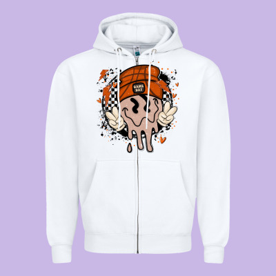 Basketball Game Day Zipper Hoodie Designed By Maliassmallbusiness