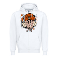 White basketball game day Zipper Hoodie - MaliasSmallBusiness