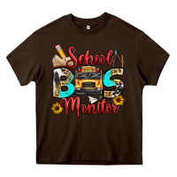 Chocolate Brown school bus monitor Heavy Core Tee - texasbilliewilder