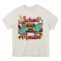 Cream school bus monitor Heavy Core Tee - texasbilliewilder