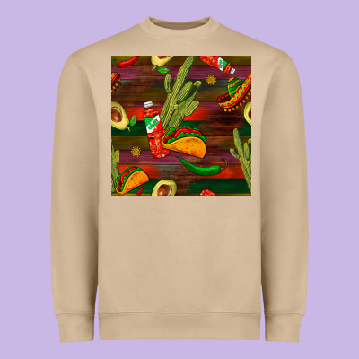 Mexican Food Seamless Pattern Heavyweight Sweatshirt Designed By Bundleandbundleshop