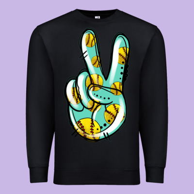Softball Peace Sign Premium Sweatshirt Designed By Jasminsmagicworld