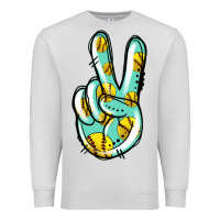 Dove Grey softball peace sign Premium Sweatshirt - Jasminsmagicworld