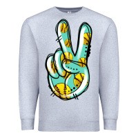 Heather Grey softball peace sign Premium Sweatshirt - Jasminsmagicworld