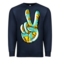 Navy softball peace sign Premium Sweatshirt - Jasminsmagicworld