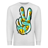 Oatmeal Heather softball peace sign Premium Sweatshirt - Jasminsmagicworld
