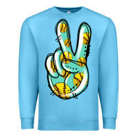 Ocean Blue softball peace sign Premium Sweatshirt - Jasminsmagicworld