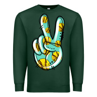 Sports Green softball peace sign Premium Sweatshirt - Jasminsmagicworld