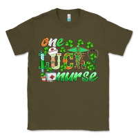 Army Green st.patricks one lucky nurse Classic Tee - BarkalooDesign