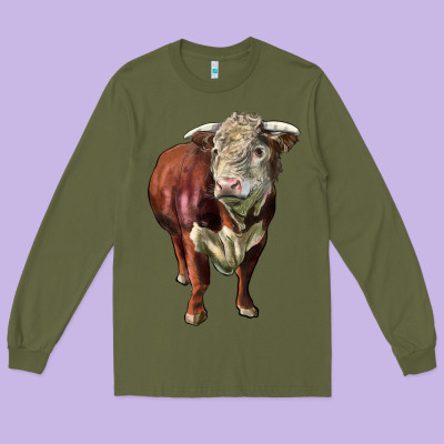 Hereford Bull Face Long Sleeve Tee Designed By Lillyallendesigns