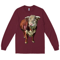 Burgundy hereford bull face Long Sleeve Tee - LillyAllenDesigns