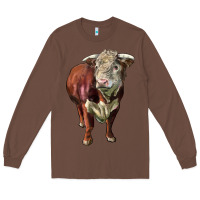 Chestnut hereford bull face Long Sleeve Tee - LillyAllenDesigns