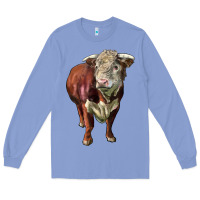 Colony Blue hereford bull face Long Sleeve Tee - LillyAllenDesigns