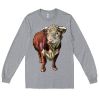 Heather Grey hereford bull face Long Sleeve Tee - LillyAllenDesigns