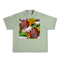 Oil Green Mama And Baby Pig Urban Heavy Tee - BundleAndBundleShop